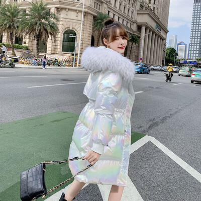 Läikiv X-pikk sule puuvillane jope naiste talveparka kapuutsiga moodne lahtine veekindel mantel Paks soe naiste jope Ropa Mujer