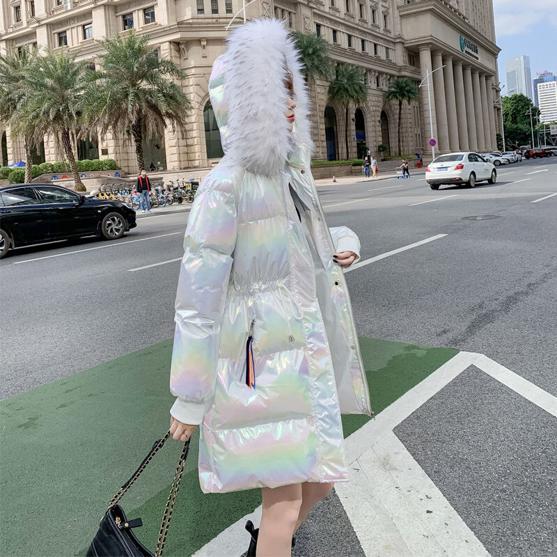 Läikiv X-pikk sule puuvillane jope naiste talveparka kapuutsiga moodne lahtine veekindel mantel Paks soe naiste jope Ropa Mujer