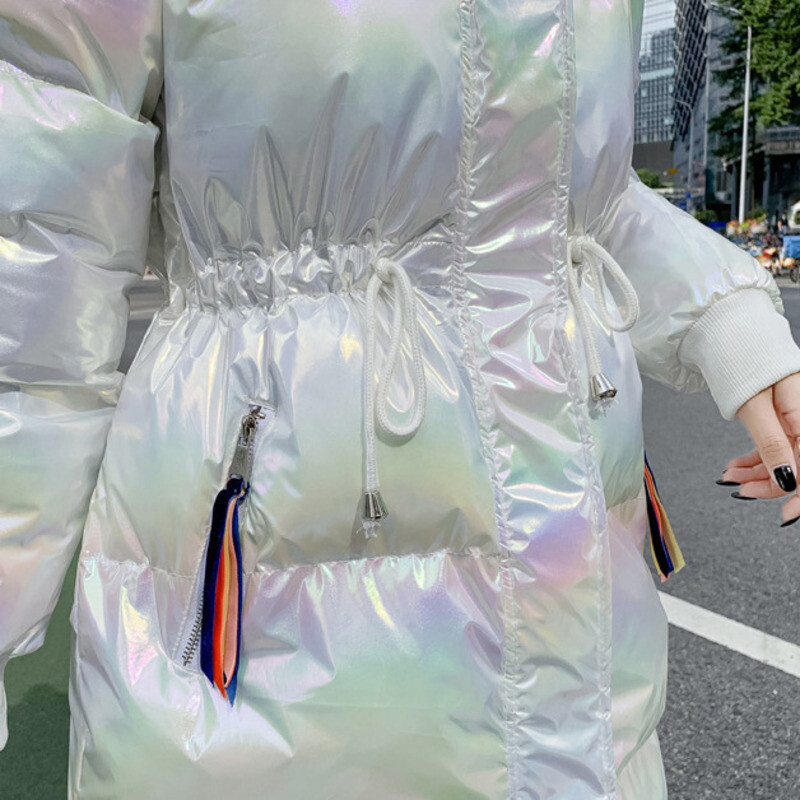 Läikiv X-pikk sule puuvillane jope naiste talveparka kapuutsiga moodne lahtine veekindel mantel Paks soe naiste jope Ropa Mujer