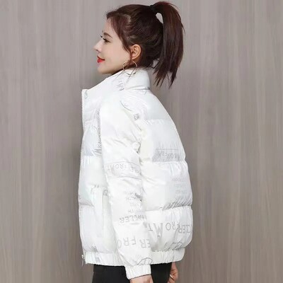 2024 Κορεάτικη μόδα Γυναικείο μπουφάν πουπουλένιο βαμβακερό παλτό γυαλιστερό Puffer Parkas Γυναικεία ρούχα με στάμπα Casual Thicken Ζεστά βαμβακερά μπουφάν