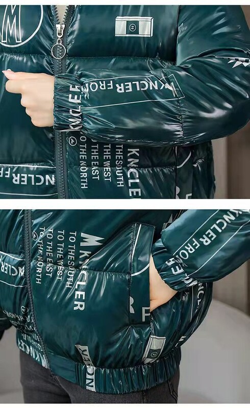 2024 Κορεάτικη μόδα Γυναικείο μπουφάν πουπουλένιο βαμβακερό παλτό γυαλιστερό Puffer Parkas Γυναικεία ρούχα με στάμπα Casual Thicken Ζεστά βαμβακερά μπουφάν