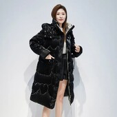 Nova zimska pamučna jakna za 2024. Ženski sjajni, deblji kaput s kapuljačom Ženski topli kaput s parkom za snijeg Ležerni dugi pamučni kaputi