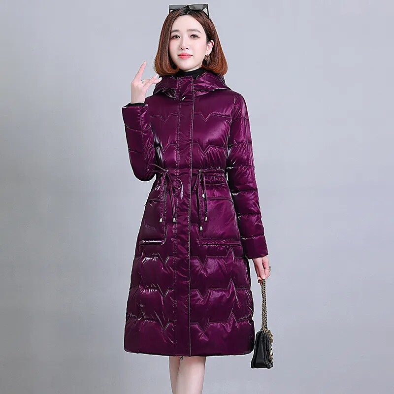 2023. Nova visokokvalitetna ženska zimska jakna, modna sjajna jakna s kapuljačom, jakna s dugačkom kapuljačom, ženski topli pamučni kaput, ženska vanjska odjeća