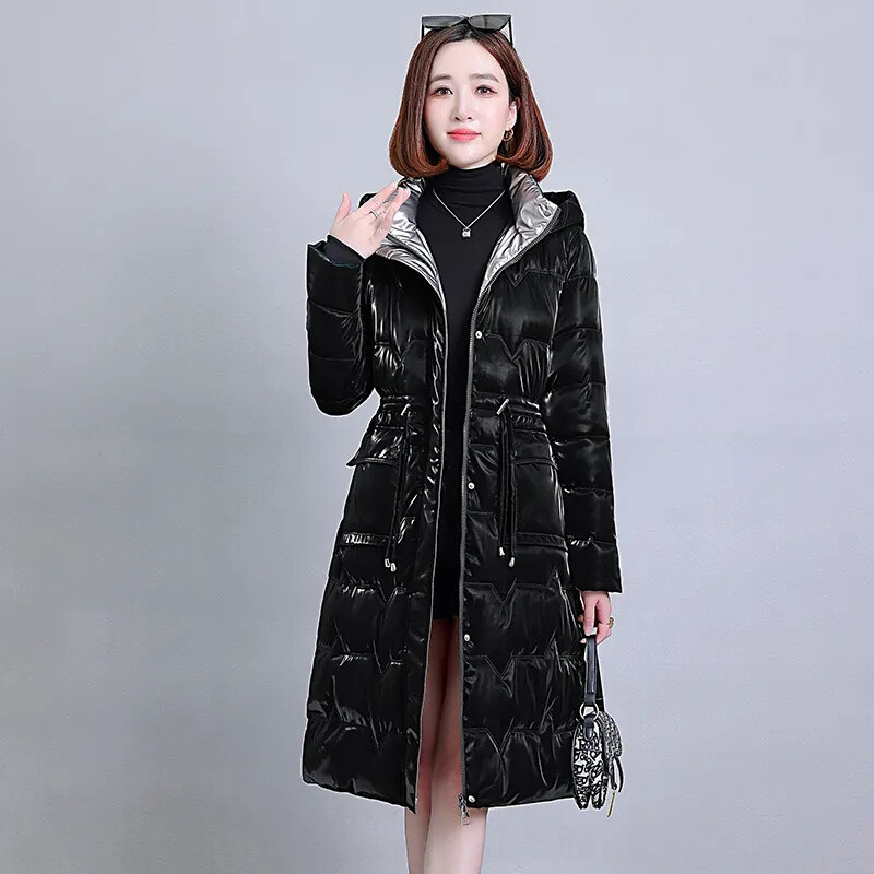 2023. Nova visokokvalitetna ženska zimska jakna, modna sjajna jakna s kapuljačom, jakna s dugačkom kapuljačom, ženski topli pamučni kaput, ženska vanjska odjeća