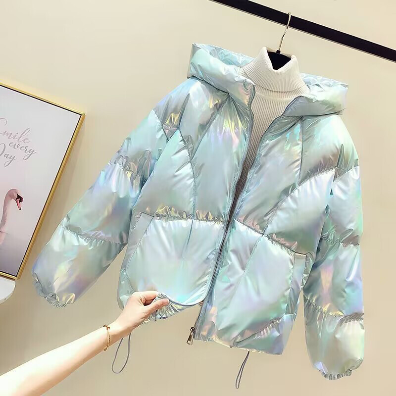 Nova 2023. Sjajni pamučni kaput, ženska zimska jakna s kapuljačom, modna topla pamučna parka, korejska odjeća za snježni kruh, ženska