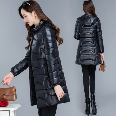 Nova zimska sjajna pamučna jakna za 2023., deblja parka s kapuljačom, jednobojna tanka ženska jakna, vjetrootporna, kiša, gornja odjeća za snijeg