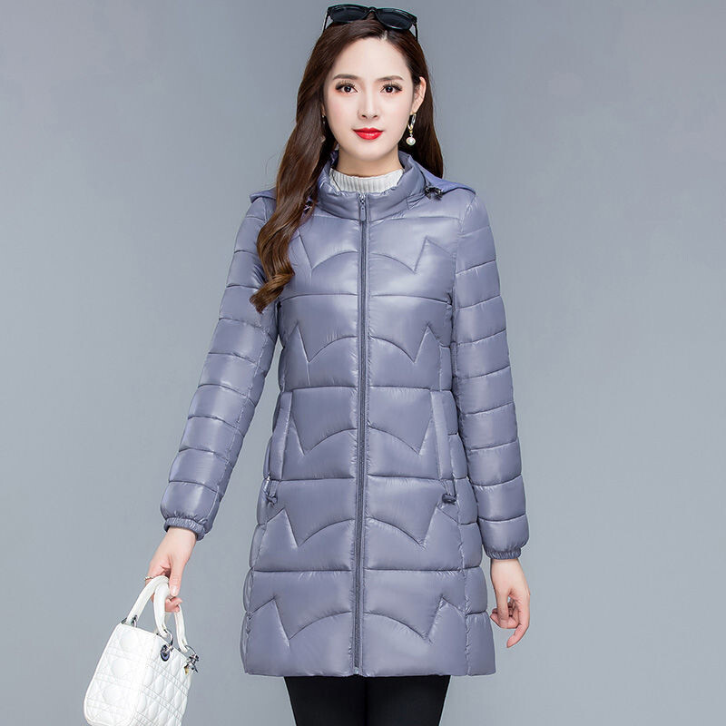 Nova zimska sjajna pamučna jakna za 2023., deblja parka s kapuljačom, jednobojna tanka ženska jakna, vjetrootporna, kiša, gornja odjeća za snijeg