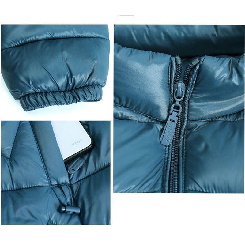 Nova zimska sjajna pamučna jakna za 2023., deblja parka s kapuljačom, jednobojna tanka ženska jakna, vjetrootporna, kiša, gornja odjeća za snijeg