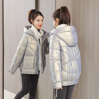 Zimska jakna Ženska nova sjajna pamučna jakna 2023. Parka s kapuljačom Topla pamučna podstavljena jakna Ležerna gornja odjeća Ženske majice
