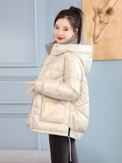 Zimska jakna Ženska nova sjajna pamučna jakna 2023. Parka s kapuljačom Topla pamučna podstavljena jakna Ležerna gornja odjeća Ženske majice