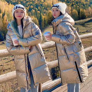 Γυαλιστερά χειμωνιάτικα μπουφάν Γυναικεία με κουκούλα Αδιάβροχο γυναικείο μπουφάν Μόδα χειμερινό παλτό Μακρύ ανακλαστικό μπουφάν Ζεστά πάρκα