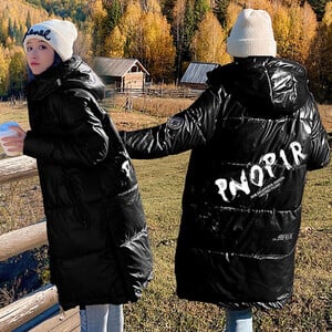 Γυαλιστερά χειμωνιάτικα μπουφάν Γυναικεία με κουκούλα Αδιάβροχο γυναικείο μπουφάν Μόδα χειμερινό παλτό Μακρύ ανακλαστικό μπουφάν Ζεστά πάρκα