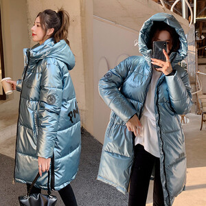 Γυαλιστερά χειμωνιάτικα μπουφάν Γυναικεία με κουκούλα Αδιάβροχο γυναικείο μπουφάν Μόδα χειμερινό παλτό Μακρύ ανακλαστικό μπουφάν Ζεστά πάρκα