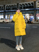 Sjajna žuta duga zimska pufer jakna Ženske prevelike kapute jesen 2022. Korejska modna ulična odjeća Y2k široke podstavljene parke