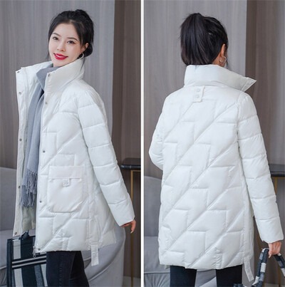 Χειμερινό μπουφάν 2022 Νέα γυναικεία πάρκα μακριά γυαλιστερά πουπουλένια βαμβακερά επένδυση Parka Γυναικείο μπουφάν Παχύ ζεστό φαρδύ πανωφόρι