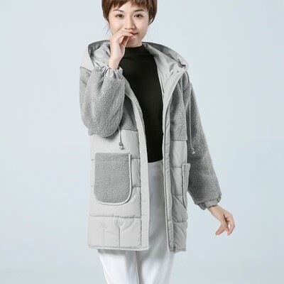 Jakna podstavljena pamukom Ženski zimski kaput od janjeće vune Zadebljani široki ležerni džepovi Zatvarači s kapuljačom Duge parke Gornja odjeća Kaputi Novo