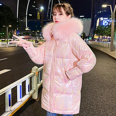 Zimska sjajna jakna za žene Rose Red Parka Female Bread Winter Down Parkas Parka Pamučno podstavljena sjajna vodootporna jakna