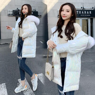 Zimska sjajna jakna za žene Rose Red Parka Female Bread Winter Down Parkas Parka Pamučno podstavljena sjajna vodootporna jakna