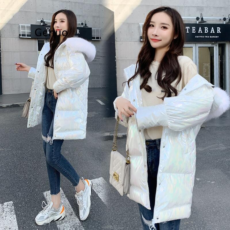 Zimska sjajna jakna za žene Rose Red Parka Female Bread Winter Down Parkas Parka Pamučno podstavljena sjajna vodootporna jakna