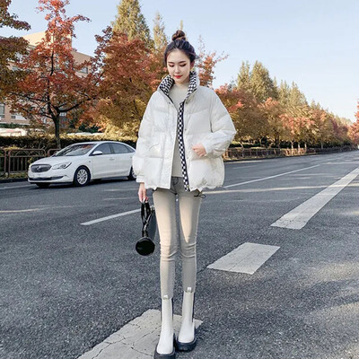 Ühekordselt kasutatav läikiv sulepolsterdatud jakk naiste keskmise pikkusega 2024, uus talvine vaba ühevärviline moodne naiste stiil, mida ületada