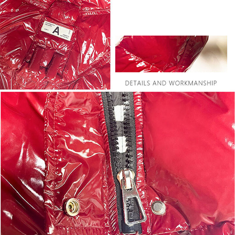 Ühekordselt kasutatav läikiv sulepolsterdatud jakk naiste keskmise pikkusega 2024, uus talvine vaba ühevärviline moodne naiste stiil, mida ületada