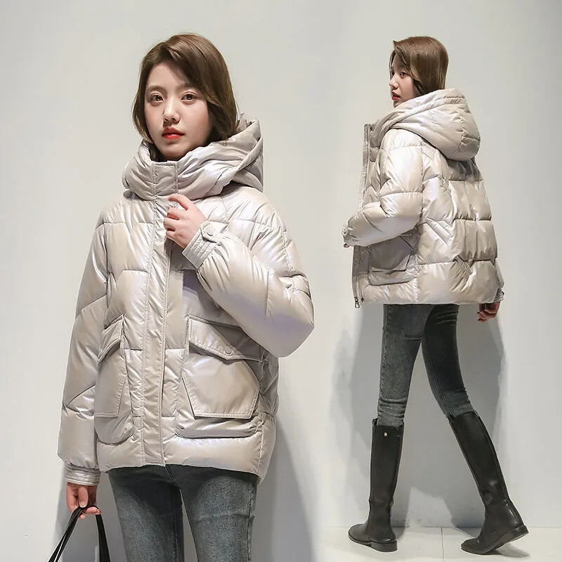 Parke Ženska jakna 2024 Zimska jednokratna sjajna kratka bijela jakna s pačjim puhom Zadebljana mala pufer jakna Ženska gornja odjeća