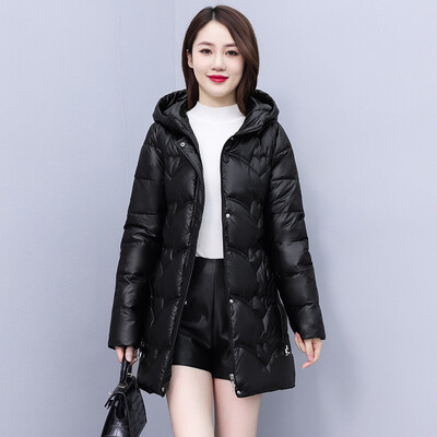 Ženski zimski kaput Nova sjajna pamučna jakna Parker korejska široka pamučna podstavljena odjeća s kapuljačom srednje dužine Ženska gornja odjeća