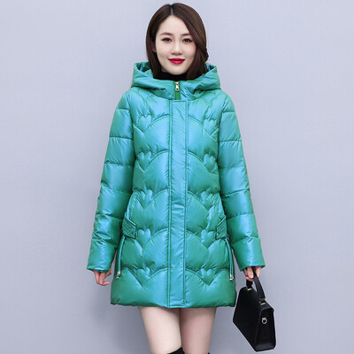 Ženski zimski kaput Nova sjajna pamučna jakna Parker korejska široka pamučna podstavljena odjeća s kapuljačom srednje dužine Ženska gornja odjeća