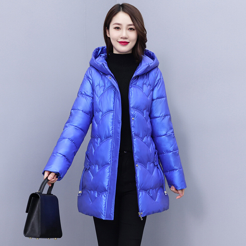 Ženski zimski kaput Nova sjajna pamučna jakna Parker korejska široka pamučna podstavljena odjeća s kapuljačom srednje dužine Ženska gornja odjeća