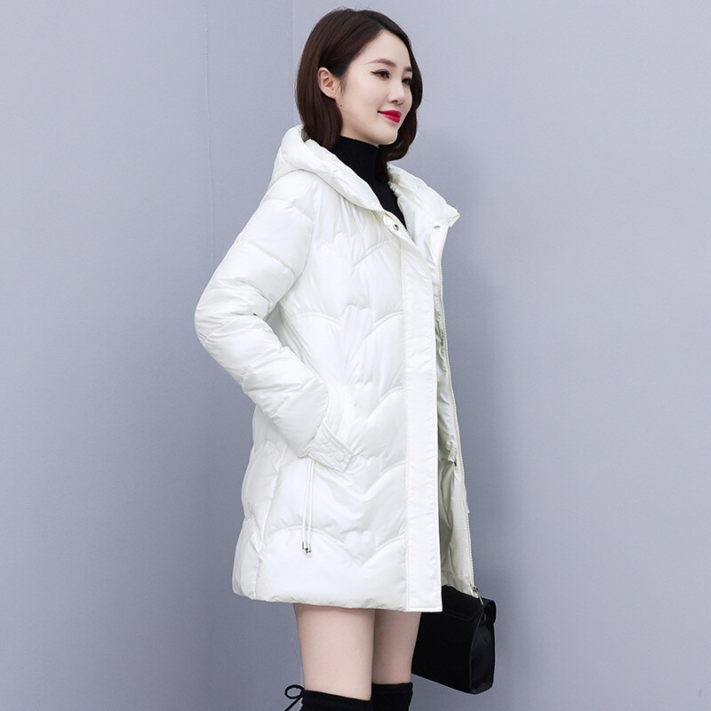 Ženski zimski kaput Nova sjajna pamučna jakna Parker korejska široka pamučna podstavljena odjeća s kapuljačom srednje dužine Ženska gornja odjeća