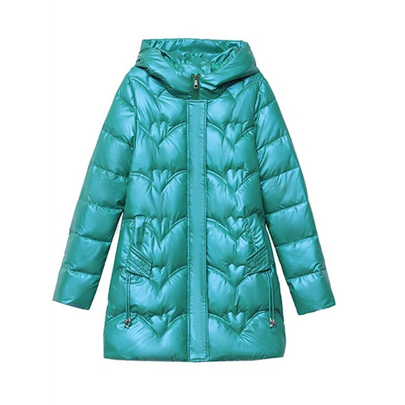 Ženski zimski kaput Nova sjajna pamučna jakna Parker korejska široka pamučna podstavljena odjeća s kapuljačom srednje dužine Ženska gornja odjeća
