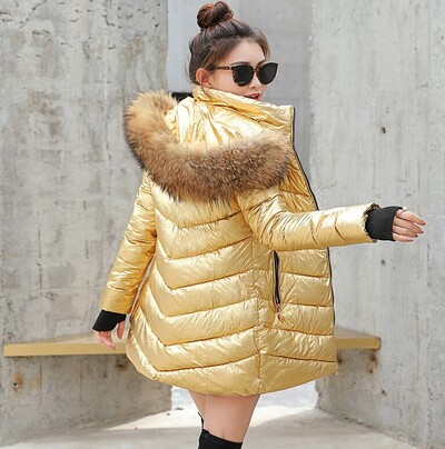 χειμωνιάτικο μπουφάν γυναικεία και παλτό 2019 Πάρκα για γυναίκες Βεντωμένα μπουφάν ζεστά ρούχα με κουκούλα Μεγάλος γιακάς από συνθετική γούνα