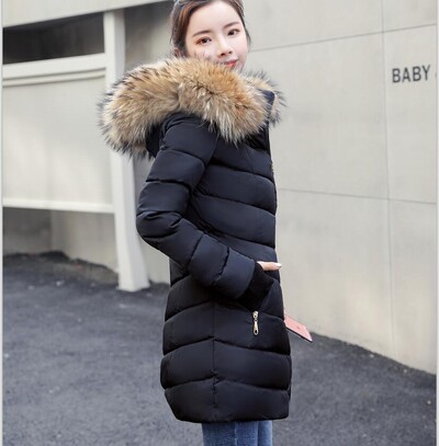 χειμωνιάτικο μπουφάν γυναικεία και παλτό 2019 Πάρκα για γυναίκες Βεντωμένα μπουφάν ζεστά ρούχα με κουκούλα Μεγάλος γιακάς από συνθετική γούνα