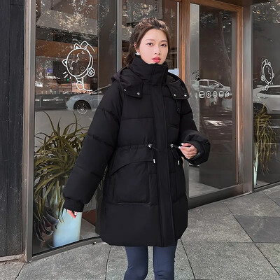 Nova zimska ženska jakna za 2024. Dugačka parka Ženski pamučni kaput s kapuljačom, debele tople jakne, otporne na vjetar, ležerni široki kaput