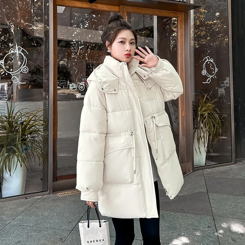 Nova zimska ženska jakna za 2024. Dugačka parka Ženski pamučni kaput s kapuljačom, debele tople jakne, otporne na vjetar, ležerni široki kaput