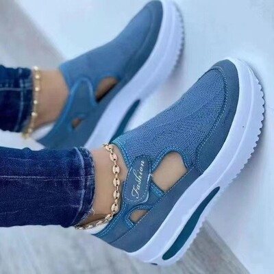 2023 Summer New Breathable Mesh Wedge Casual Sport Shoes Plus Size 43 Non Slip Woman Vulcanize Shoes Platform Γυναικεία αθλητικά παπούτσια