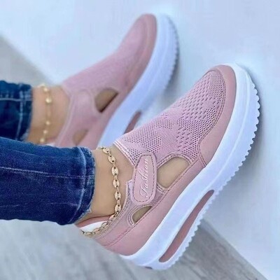 2023 Summer New Breathable Mesh Wedge Casual Sport Shoes Plus Size 43 Non Slip Woman Vulcanize Shoes Platform Γυναικεία αθλητικά παπούτσια