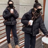 Novi široki kratki kaputi velikih veličina iz 2023., crne velike pamučne jakne, zimska ženska odjeća, parke, pufer jakna 2XL, bijela parka