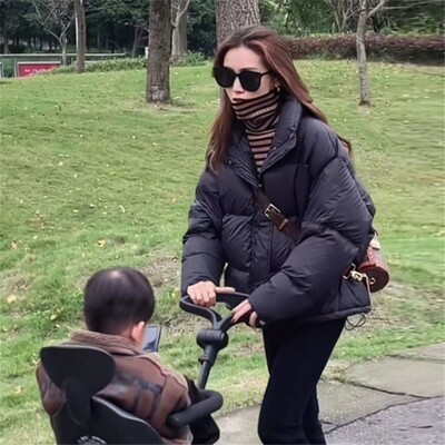 Novi široki kratki kaputi velikih veličina iz 2023., crne velike pamučne jakne, zimska ženska odjeća, parke, pufer jakna 2XL, bijela parka