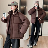 Ženska jakna 2024 Novo u odjeći podstavljenoj pamukom Kratka korejska modna samostojeća kragna Deblja jakna za kruh Ženski gornji kaput Zima