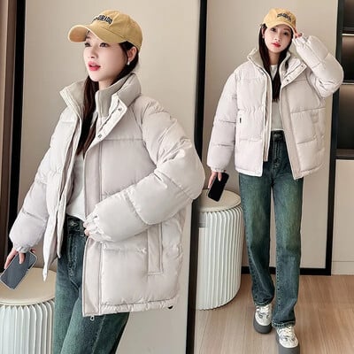 Ženska jakna 2024 Novo u odjeći podstavljenoj pamukom Kratka korejska modna samostojeća kragna Deblja jakna za kruh Ženski gornji kaput Zima