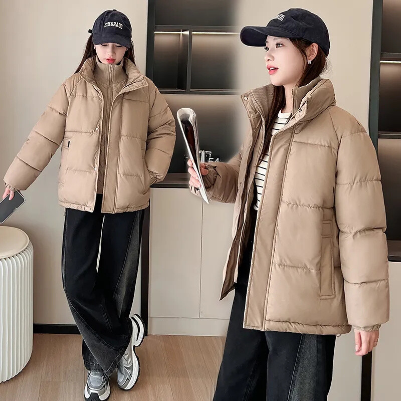 Ženska jakna 2024 Novo u odjeći podstavljenoj pamukom Kratka korejska modna samostojeća kragna Deblja jakna za kruh Ženski gornji kaput Zima