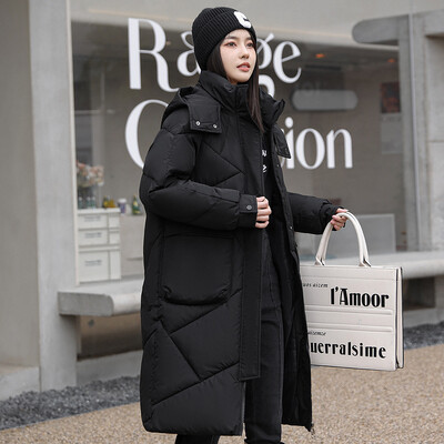 Velike veličine 7XL duge labave snježne odjeće s velikim džepovima Ženske modne puh jakne s kapuljačom 2023. Zimski debeli topli kaputi za žene