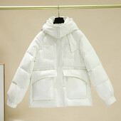 Зимна парка с памучна подплата и качулка Дамско свободно палто със средна дължина Удебелено палто Топло яке за сняг Ветровка Горно облекло за жени