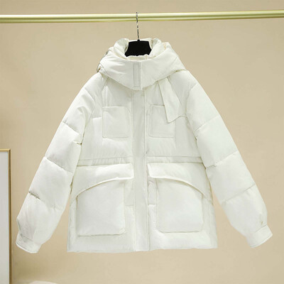 Зимна парка с памучна подплата и качулка Дамско свободно палто със средна дължина Удебелено палто Топло яке за сняг Ветровка Горно облекло за жени