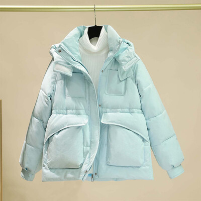 Зимна парка с памучна подплата и качулка Дамско свободно палто със средна дължина Удебелено палто Топло яке за сняг Ветровка Горно облекло за жени