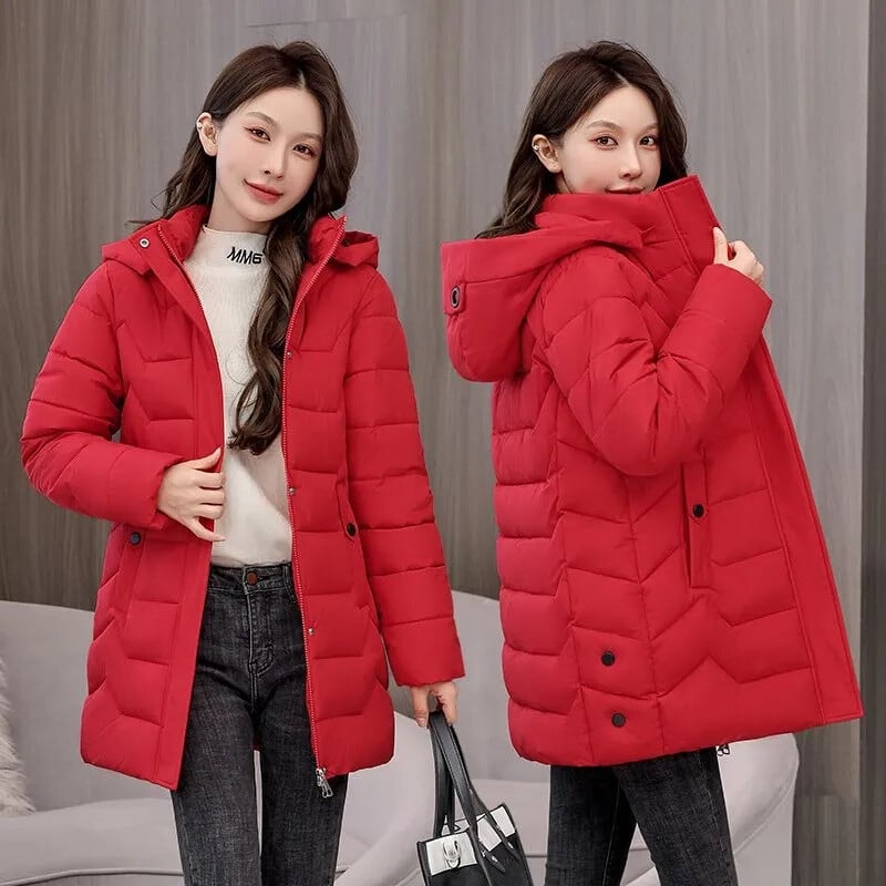 Jachetă de iarnă lungă, subțire, căptușită din bumbac, caldă 2023, noua pălărie de iarnă, haină detașabilă din puf, parka pentru femei, top mărime mare