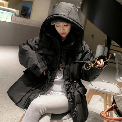 Kapuutsiga parkad Naiste talve paksud soojad pikkade varrukatega tõmblukud mantlid Naiste elastne vöökoht soe jope Välisriided