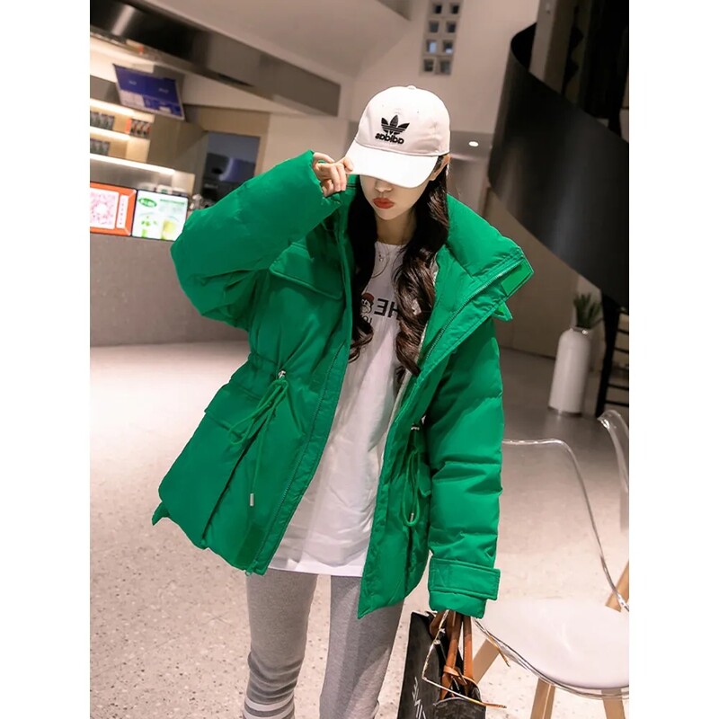 Kapuutsiga parkad Naiste talve paksud soojad pikkade varrukatega tõmblukud mantlid Naiste elastne vöökoht soe jope Välisriided