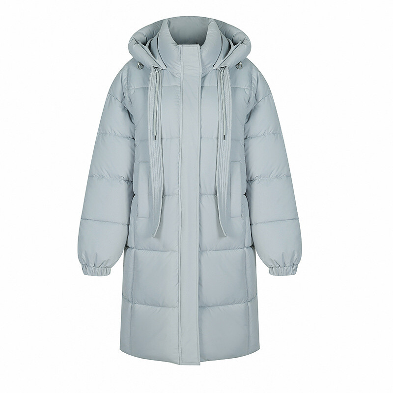 Nova ženska podstavljena odjeća Zima 2024. Široka i duga moderna podstavljena odjeća s kapuljačom preko koljena, topla jakna